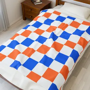 Broncos Checkered Velveteen Plush Blanket