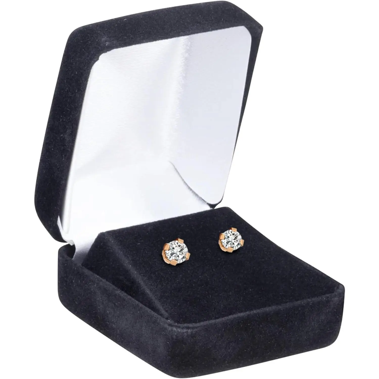 Luxury Rounded-Top  Earring  Box for Women & Girls -  Box Ideal for Studs, Small Hanging Earrings - Earring Case with Velour Interior and Satin Inner Top