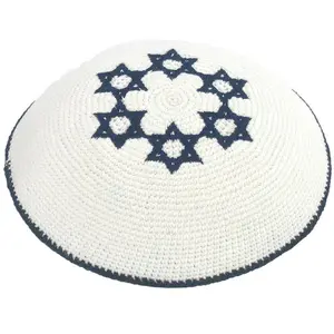 Knitted Yarmulke Magen David Yameka Kippa Hat Covering Cap 17cm Men Daily
