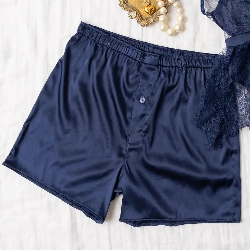 Men's Satin Boxer - Navy