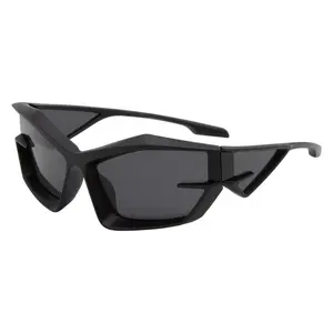 Unisex Futuristic Techwear Sunglasses, Y2K Irregular Black Sun Glasses, UV400, Perfect for Street Photos, Runway & Cross-Border Fashion
