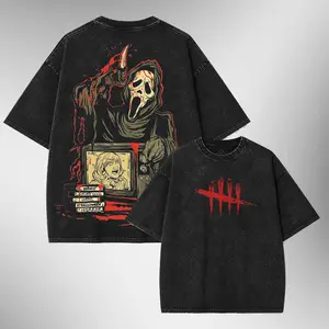 Ghost Face Horror Vintage Washed T-Shirt Slasher Movie Graphic Tee Oversized Heavyweight Cotton Unisex  Option