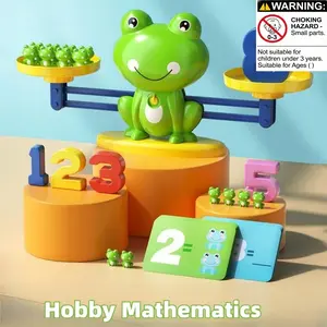 Children Early Education Frog Balance Counting Addition Subtraction Toy Game, Math Learning Tools, Number Counting Blocks, Intelligence Development, Unisex, Montessori Math Gift