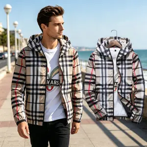 Fashionable men's wear, trendy men's casual jacket, line pattern, colorful checkered long-sleeved coat, fashionable top