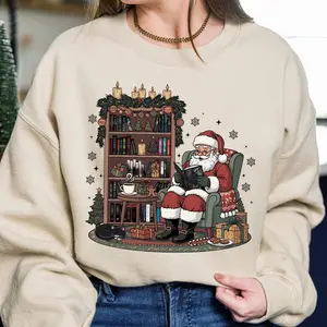 Santa Reading Dark Romance Book T-Shirt, Book Lover Gifts, Cozy Christmas Reading Book Sweatshirt, Holiday Booktok Hoodie, Haunting Adeline, The Lords Series, Legacy Of Gods