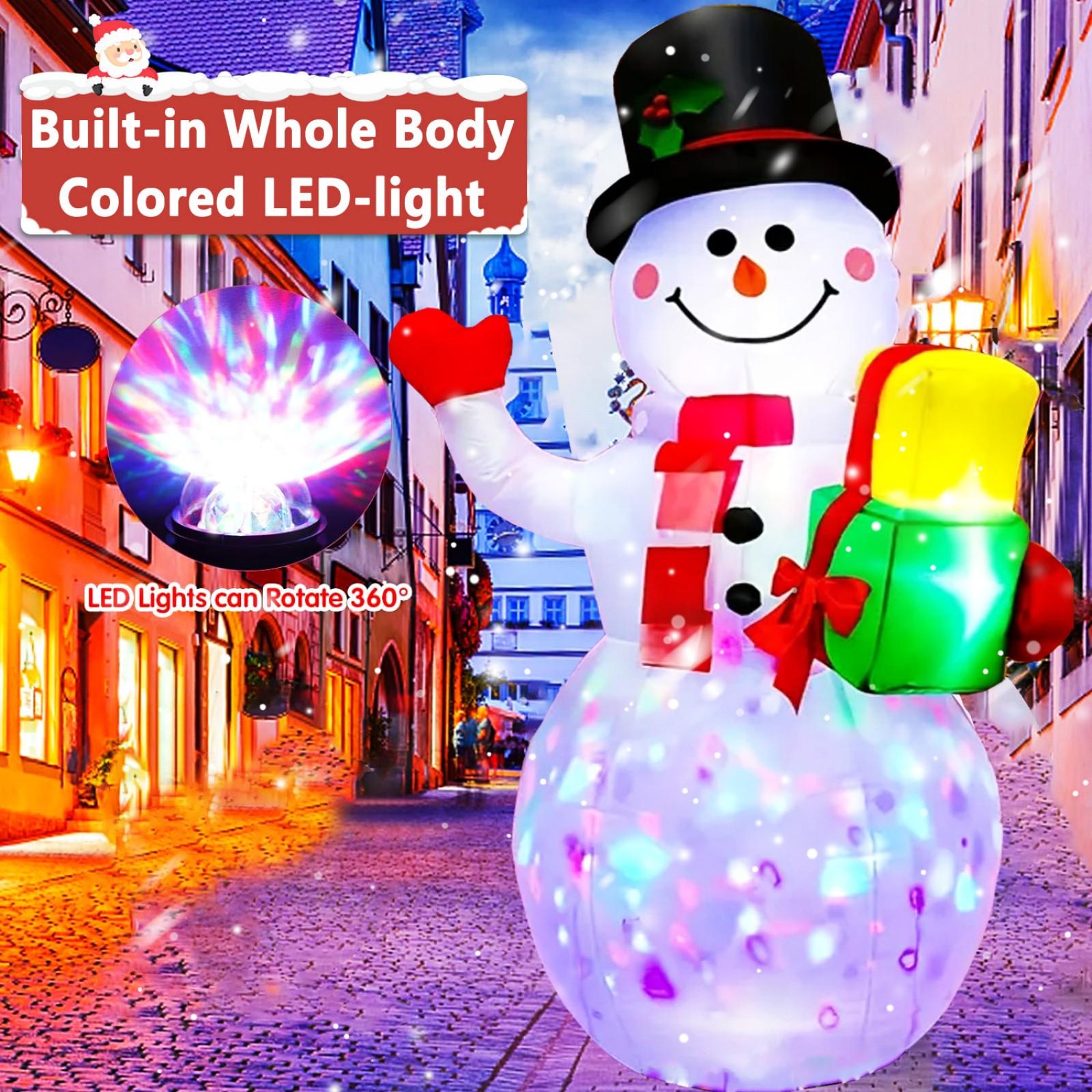 5FT Christmas Inflatables Snowman with Rotating Lights, Blow Up Snowman Outdoor Decoration LED Lighted Snow Man Christmas Decor for Yard Patio Garden Lawn Xmas Holiday Indoor Party