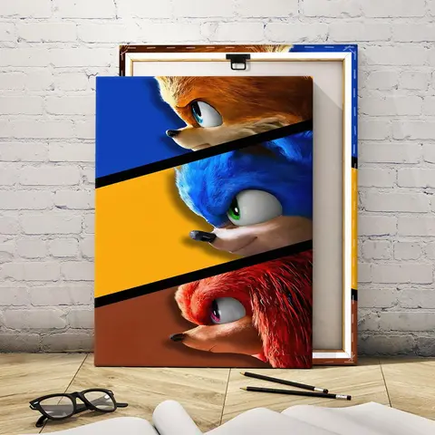 Wooden Framed Canvas Painting, Wall Art Painting, Decorative Wall Art, Sonic Family Image Poster, Animal Design, Modern Art, Living Room Decorations, Modern home decor, Living Room Bedroom Decoration, Hallway Office Mural, Decorative Artwork, Ornaments