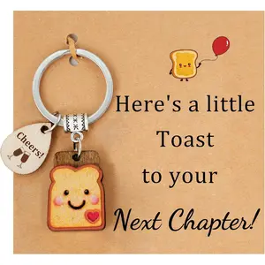 PEALICIOUS Cute Toast Keychain for Girls, New Beginnings Gifts for Best Friend as Next Chapter Stuff, Cute Love Engagement Housewarming Birthday New Job Gifts for Coworker Couple Bestie Sister Parents