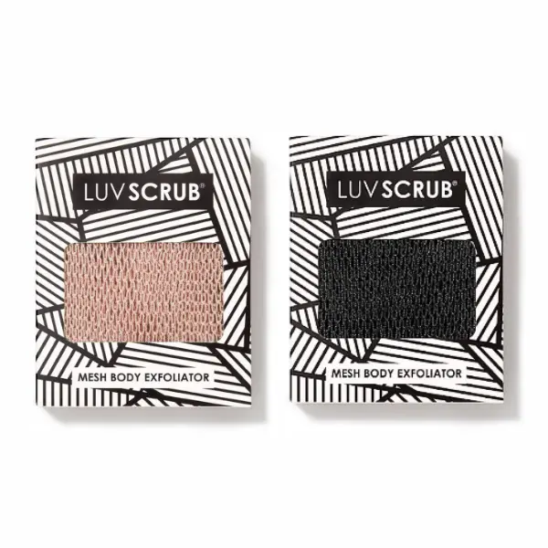 LUV SCRUB MIDNIGHT SNACK DUO - Authentic African Exfoliating Mesh Sponge,Ghana Loofah Washcloth Scrubber for Smooth Skin, Body Exfoliator Korean Scrub for Bathroom,Estheticians, Waxing salons, Spa, Gym, Allure Best of Beauty Award Winner