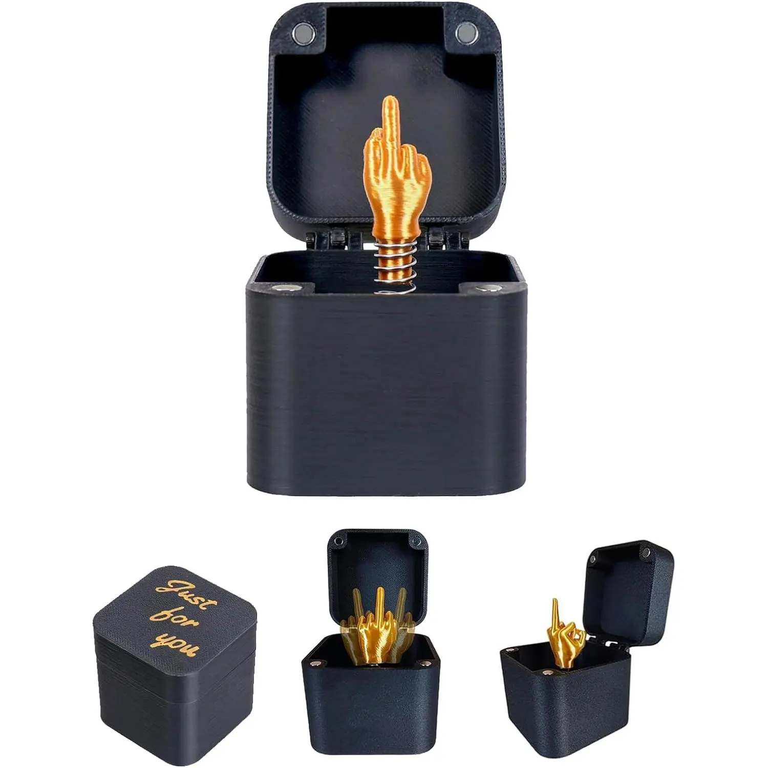 Plastic Pop-Up Middle Finger Ring Box - 1pc (1 x Middle Finger Box), Small Size 5cm x 5cm, Funny Prank Gag Gift for Colleagues, All Seasons Festive Christmas Surprise Spoof, Home & Office Desk Decoration (Suitable for 4-Year-Olds)