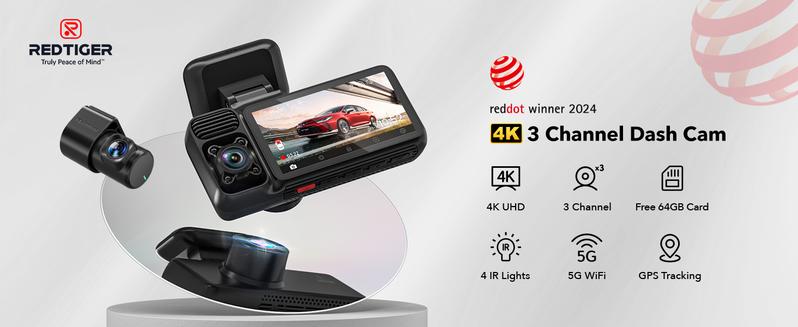 REDTIGER F17 4K 3-Channel Dash Cam with 5GHz WiFi GPS, 64GB Card, 2160P+1080P+1080P Cameras, IR Night Vision, Parking Mode, Fathers Day Gift REDTIGER F17 4K 3-Channel Dash Cam with 5GHz WiFi GPS, 64GB Card, 2160P+1080P+1080P Cameras, IR Night Vision, Parking Mode, Fathers Day Gift
