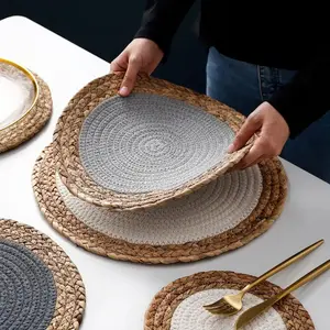 Japanese style table mat hand woven heat insulation mat household Western food mat hot pot mat tea cup mat dish mat bowl mat