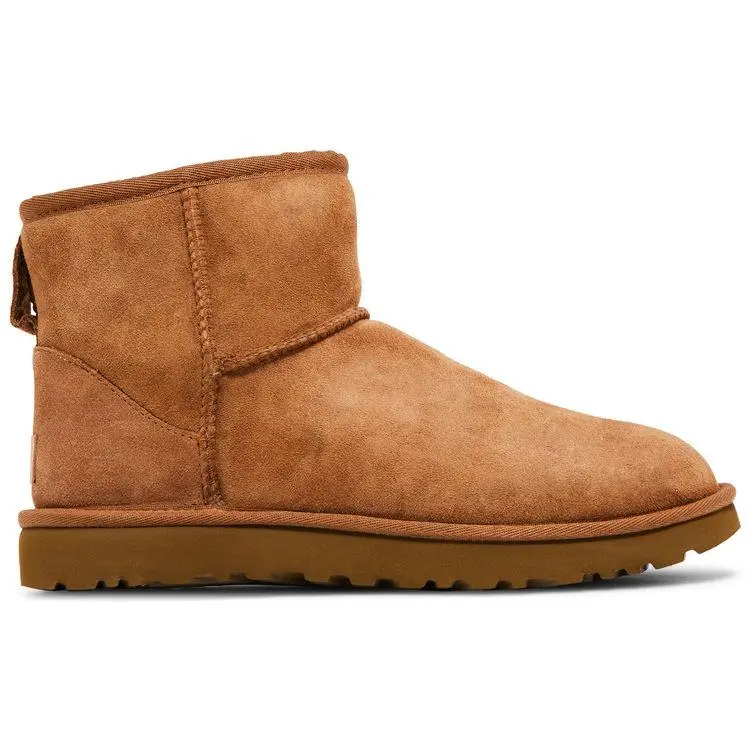 Women's UGG Chestnut Classic Mini II Ankle-Length Sports Sneaker Boots - Solid Soft Leather, Elastic Shaft, Secure Closure, Casual Wear, US Sizes 5-11