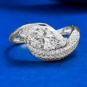 New 2025 925 Silver Ring 6*12 Marquise Diamond Ring European and American INS Style Wedding Ring for Women