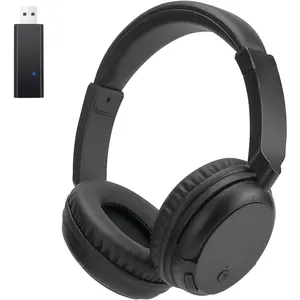 Wireless Bluetooth Headphone Over Ear, Bluetooth Transmitter for TV,PC,3.5mm Audio Device, Wired and Wireless Headset (Black)