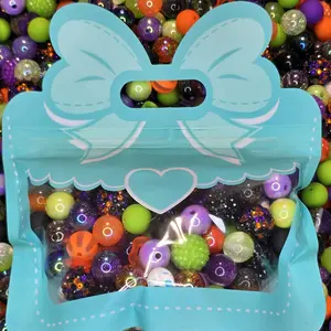 Acrylic Bead Bags Mix and Match 450ml - Colorful Beads in Teal Bow Design for Fun and Creative Use Beaded Jewelry