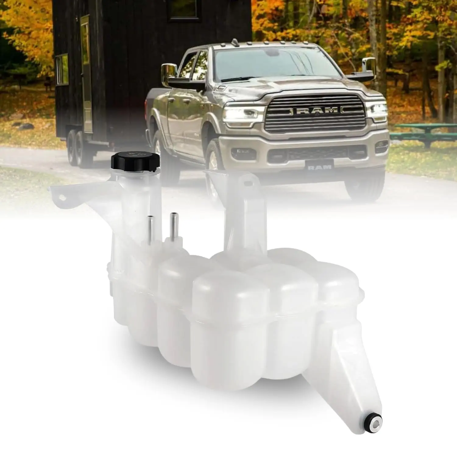 TORQUE 603-839 Engine Coolant Tank Reservoir for 2013-2018 Dodge Ram 2500, 3500, 4500, 5500 Replace OEM 603-839, 68166475AB, 68166475AC, 68166475AD[Caps & Sensor Included](TR839)