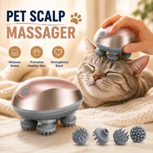 Pet Head Electric Massager: 96 Massage Nodes Heads lmitate Human Fingers for Cats & Dogs, Massager Brush Relieve Anxiety, Waterproof Scalp Massager