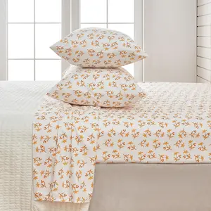 4 Piece Watercolor Floral Microfiber Sheet - Delia Collection