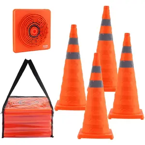 fathersdaygift VEVOR Safety Cones, 4 Pack 28 inch Collapsible Traffic Cones, Construction Cones with Reflective Collars, Wide Base and A Storage Bag, for Traffic Control, Driving Training, Parking Lots