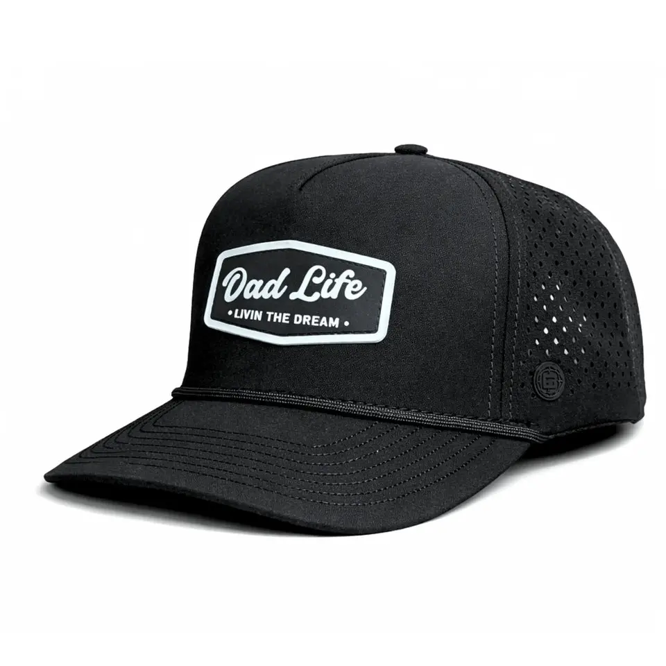 Brimz Supply Outdoor Performance Hat - Breathable Sweat Resistant Fitness Hats - Best for Golf, Running, Workouts, Fishing, Exercise - Moisture-Wicking 5-Panel Baseball Cap Snapback (Dad Life)