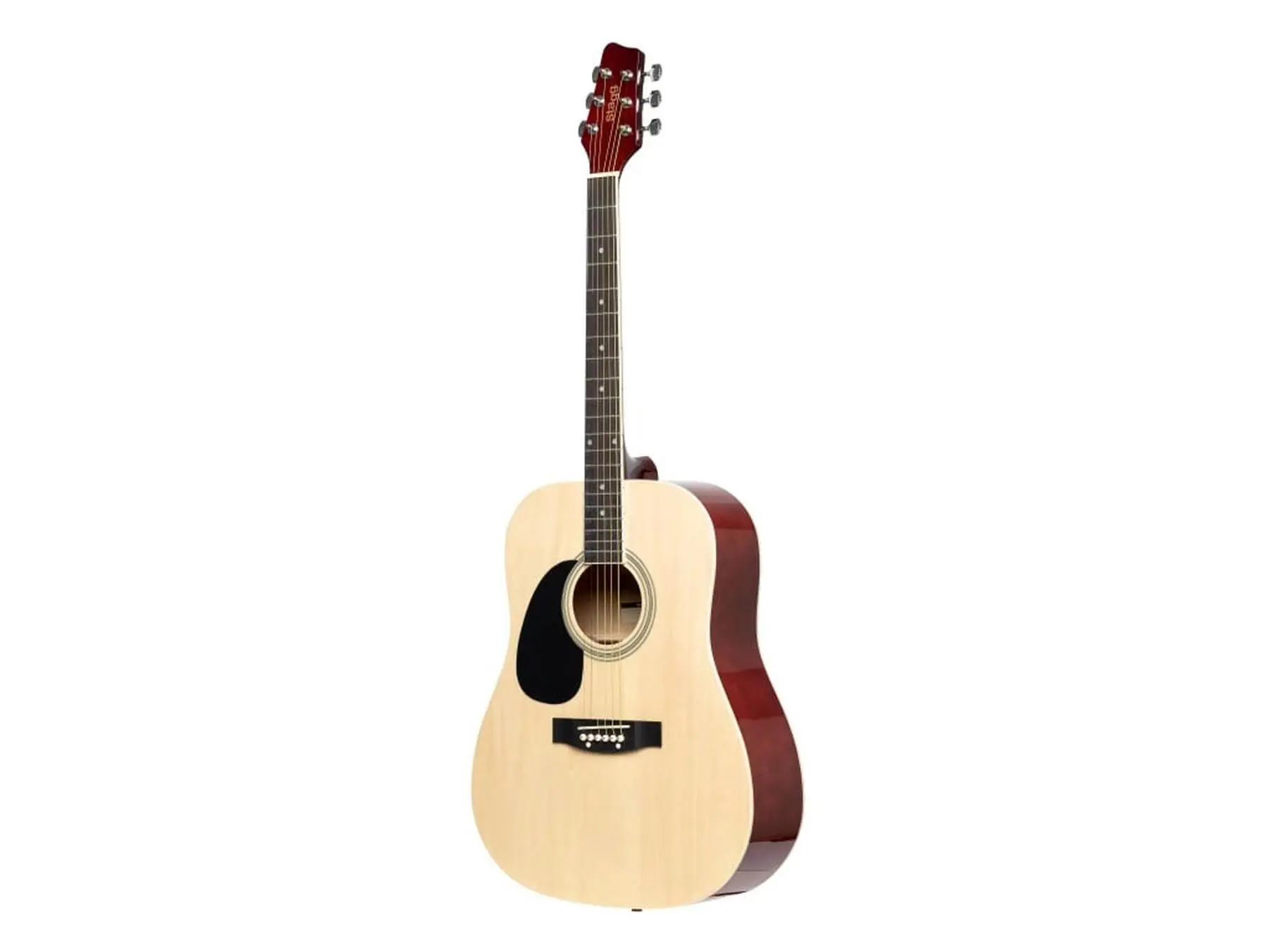 212 MAIN Affordable 4-4 Scale Dreadnought Acoustic Guitar (Model 24976) - Natural Finish, Basswood Back, High Gloss, Affordable Guitar