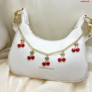 Cherry Bag Charm Purse Chain for Women Cute Aesthetic Handbag Charm Enamel Pendant Chain Bag Accessory for Tote Bag Outfit