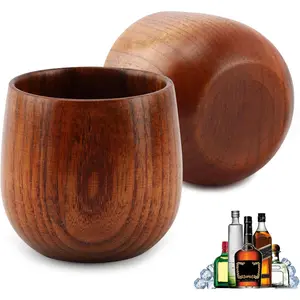 Perfect Whiskey Gifts for Men!2-Pack  Wooden Bourbon Glasses, 6oz Old Fashioned Tumblers – Unique Christmas, Birthday, Father's Day Gift Idea for Dad, Husband, Whiskey Lovers charred  wood  glass Drinkware Glasswar Traditional e Set, rustic  drink