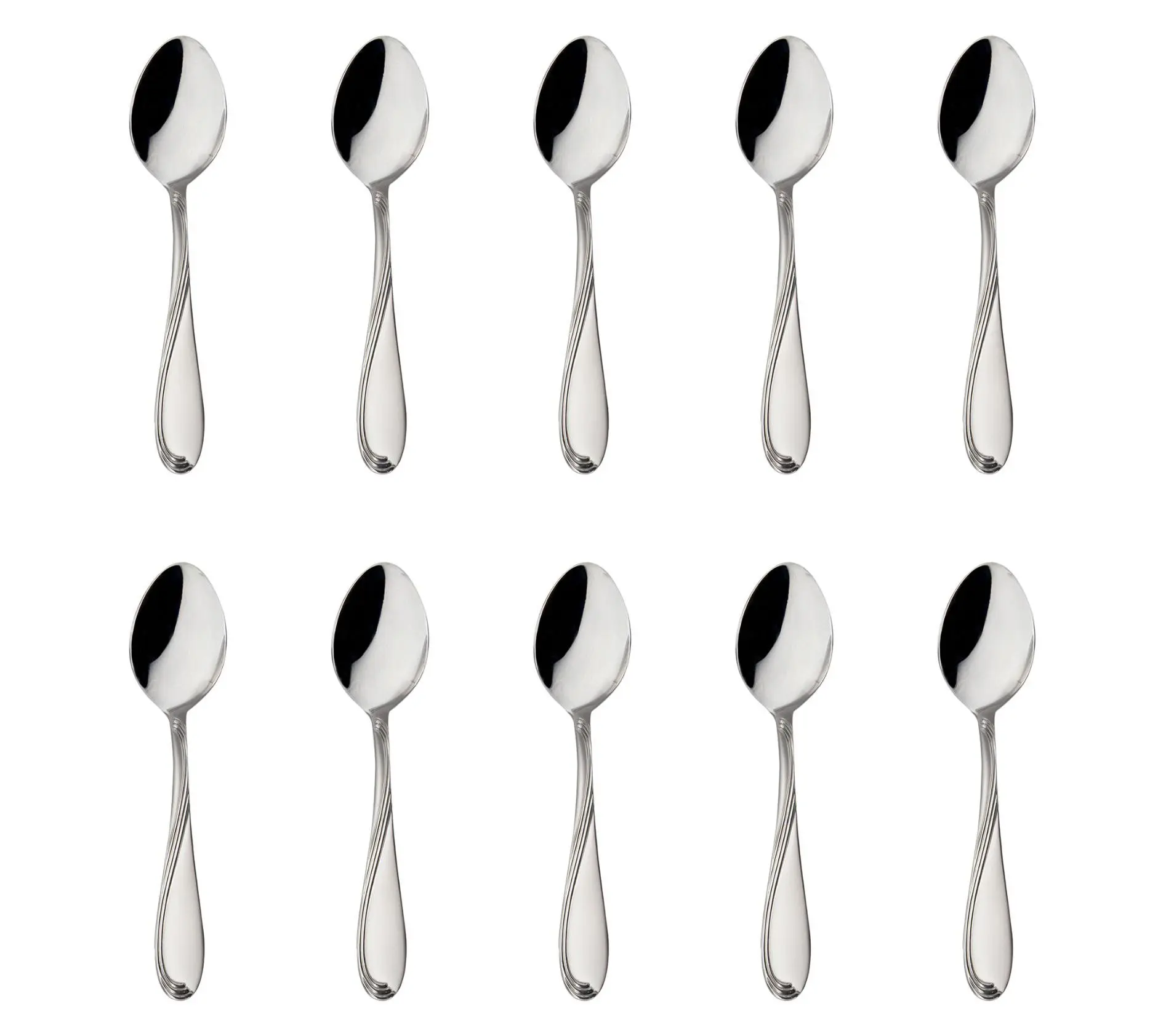 Godinger Set of 10 Wave Sandblast 18/0 SS Teaspoons