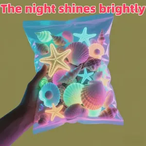 50pcs Bag Glow-In-The-Dark Ocean Theme Fish Tank Decorations, Fluorescent Shell Aquarium Landscape, Colorful Starfish for Garden Aquascape