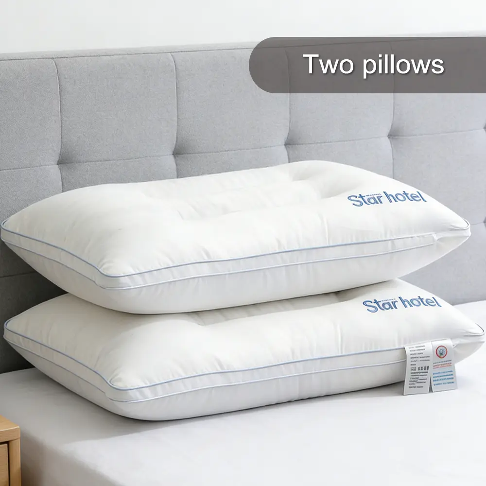 Cotton Fiber Pillow Set (2 Pillows) - Star-Rated Hotel Bedding Essential, Breathable, Ergonomic, Skin-Friendly, Soft-Support Bedroom Accessory (Hand Wash Only), Two Pillows