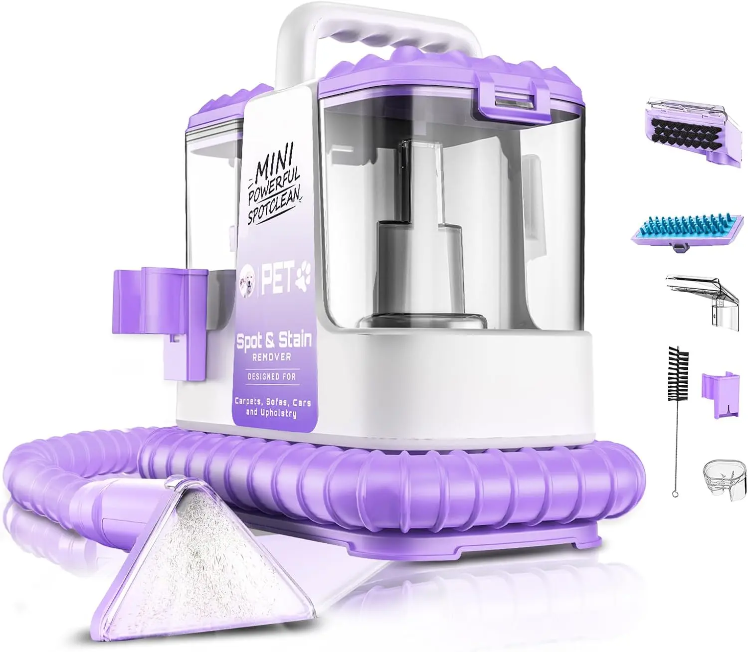 Portable Carpet & Upholstery Cleaner Machine for Pets, Deep Stain Remover with Powerful Suction, Spot Cleaner for Couch, Sofa, Rug, Car Interior & Pet Messes, Dual Tank Portable Carpet Cleaner