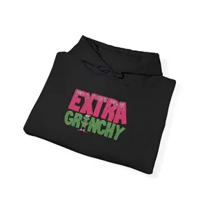 HomegrownApparelINC Extra Grinchy Embroidery Custom Hoodie Long Sleeve Comfortable Fabric Blend Machine Washable Versatile Casual Wear