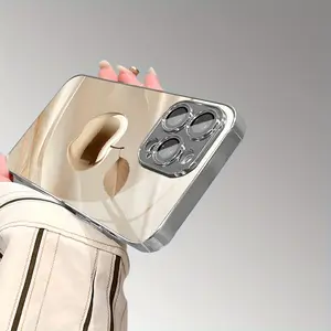 Creative and elegant gold crystal apple pattern electroplated glass phone case with lens protection, for iPhone 17 16 15 14 13 12 11 pro max, full coverage anti-drop protective case, phone accessory