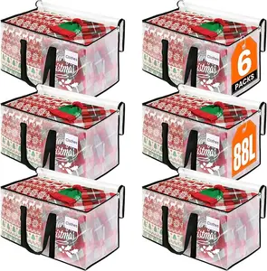 6 Pack Heavy Duty Clear Moving Bags with Reinforced Handles & Double Zippers, Extra Large Storage Totes for Clothes, Bedding, Dorm, Travel & Home Organization, Foldable Packing Bags Alternative to Boxes