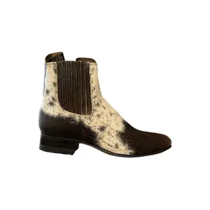 Men's Cowhide Round Toe Short Boots