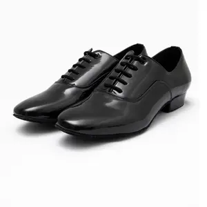 Linodes Black/Matte Black Mens Dance Shoes Ballroom PU Leather Dancing Shoes for Men Sole Tango Salsa Latin Water-Resistant Breathable Comfortable