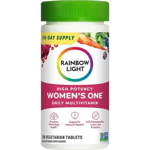 Rainbow Light Womens One High-Potency Daily Multivitamin, Womens Multivitamin Provides High-Potency Immune Support, With Vitamin C, Biotin and Ashwagandha, Vegetarian, 150 Count