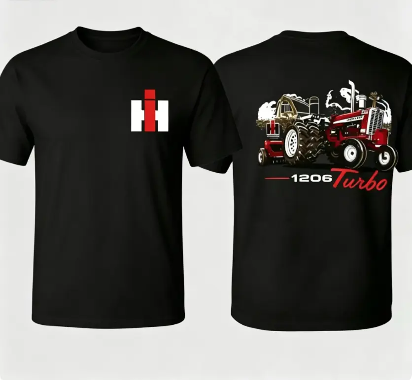 Farm Dad Favorite IH 1206 Turbo Tractor Graphic T-Shirt | Proud Farmer Vintage Red Tractor Tee | Ultra-Soft Comfortable Cotton Unisex Shirt | Country Life Streetwear | Gift for Dad Husband Boyfriend Grandpa Tractor Lover | TikTok Trending Rural Style