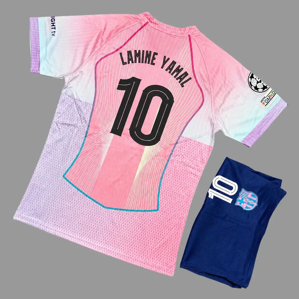 Pink V-Neck Football Kit, Retro Soccer Jersey and Shorts Set Pink V-Neck Football Kit, Retro Soccer Jersey and Shorts Set