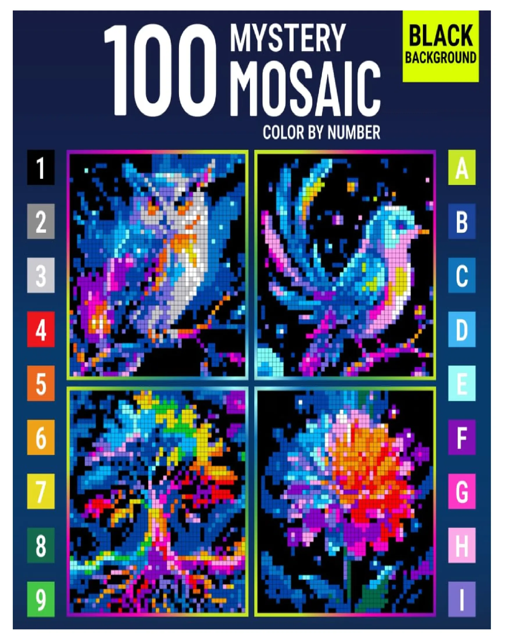 Mystery Mosaic Color-by-Number Coloring Book for Adults, Colorful Quest Pixel Art Challenges to Reveal Hidden Images for Relaxation & Creativity, Coloring Books