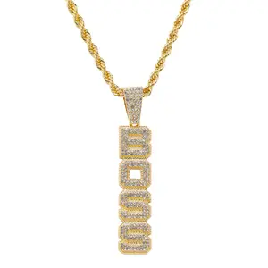 Vertical Boss Pendant Necklace with Rope Chain – Gold/Silver Tone Fashion Jewelry