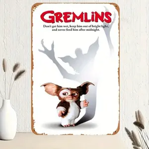Vintage Gremlins Aluminum Poster 8x12 Inch Water Resistant Dust Proof Retro Decor for Home Bar Outdoor Wall Art