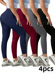4-piece women's yoga sports pants, with pockets and a slim-fitting design. Suitable for outdoor cycling, running and daily leisure wear. Outdoor clothing sports pants, fitness yoga pants, women's pants.