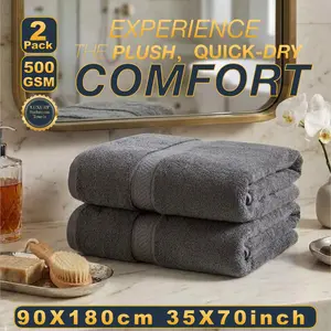 Luxury Bath Towel Set 2-Pack, Soft & Absorbent Bathroom Accessories, Ideal for Home Use, Hotel, School, Camping, Travel
