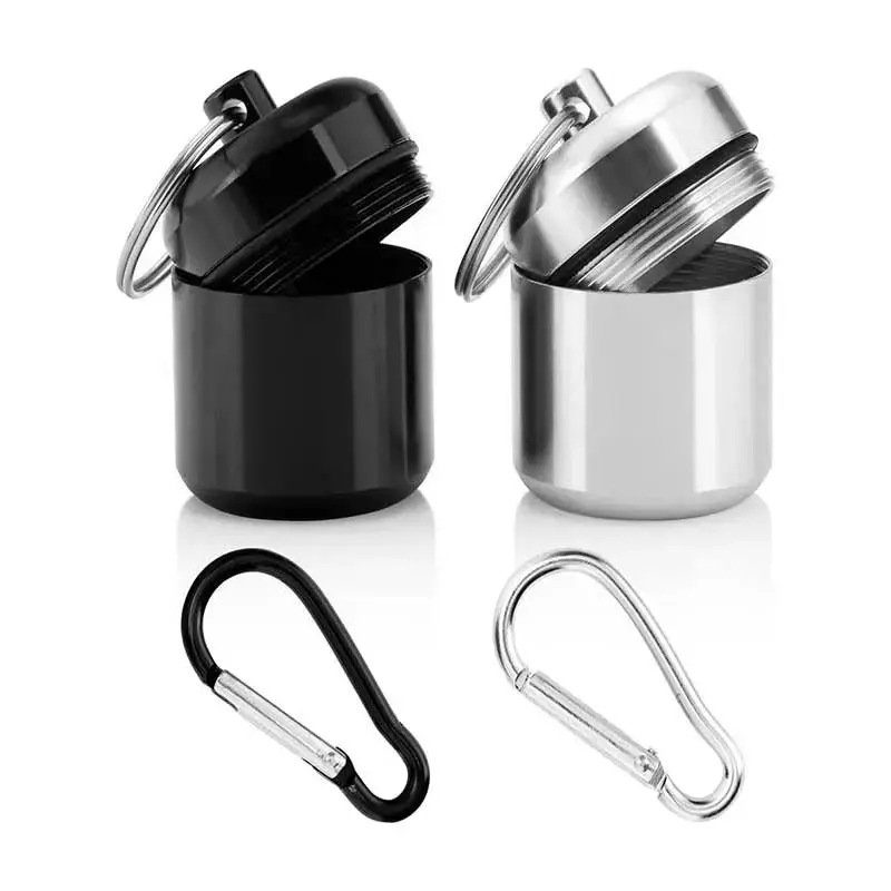 Healthcare 2-Pack Portable Waterproof Pill Organizer Keychain - Compact, Durable, Lightweight Case with Carabiner for Pills, Supplements, Vitamins, Small Costume Jewelry Charms - Ideal for Travel, Daily Carry