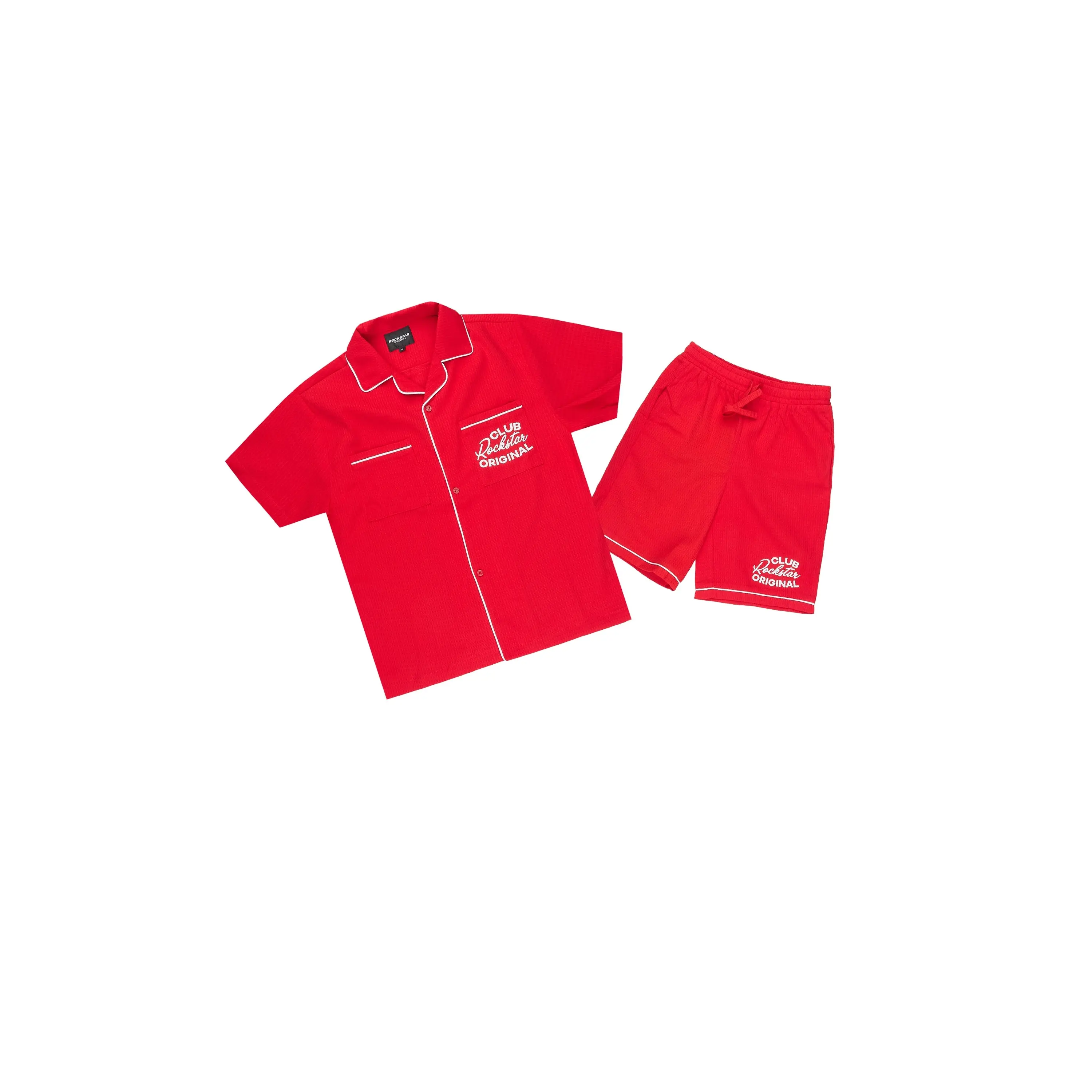 Boys Clarence Red Button Down Shirt/Short Set