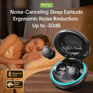HTC NE92 Wireless Earbuds Sleep Earphones, Mini Invisible In Ear Earbuds, Bluetooth 6.0 headphones, Noise-Canceling Sleep Earphones, Built in Microphone