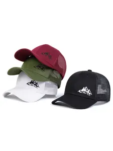 Unisex Mountain Embroidered Baseball Cap, Adjustable Sun Protection Hat for Outdoor Travel Beach Vacation, Casual Woven Fitted Design, Outdoor Hiking Hat