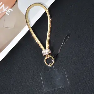 Elegant Rhinestone Phone Case Wrist Strap, Outdoor Anti-Loss Sport Short Lanyard with Metal Reinforced Hook, Women's Delicate Square Rhinestone Hand Chain, Phone Strap Holder, Phone Charms